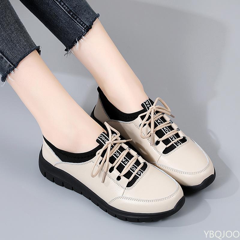 2025 Trend Spring Casual Comfortable Women Shoes Lace Up Fashionable Versatile Flats Elegant Minimalist Thick Soled Shoes