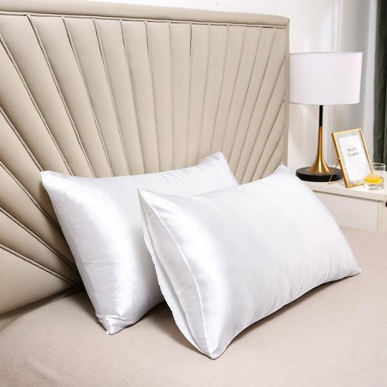 2 Pcs Satin Pillow Case Smooth Faux Silk Solid Color Satin Prevents Frizz Breakage Bedroom Living Room Sofa Pillowcase Pillow Cover
