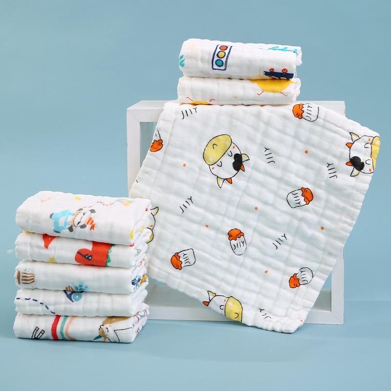 Плотное предварительно стиранное детское мультяшное марлевое полотенце - Мягкая мочалка для домашнего использования