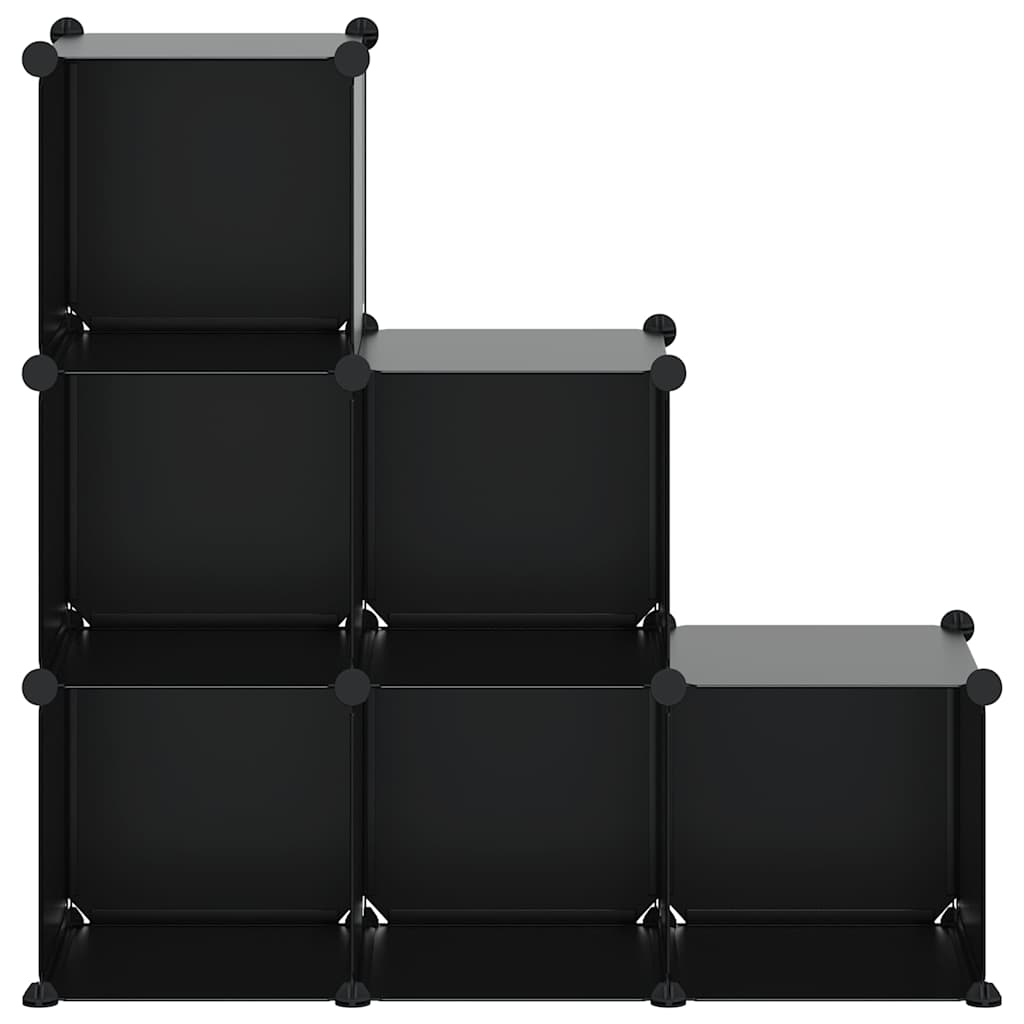 Shelving System with 6 Cubes Black PP