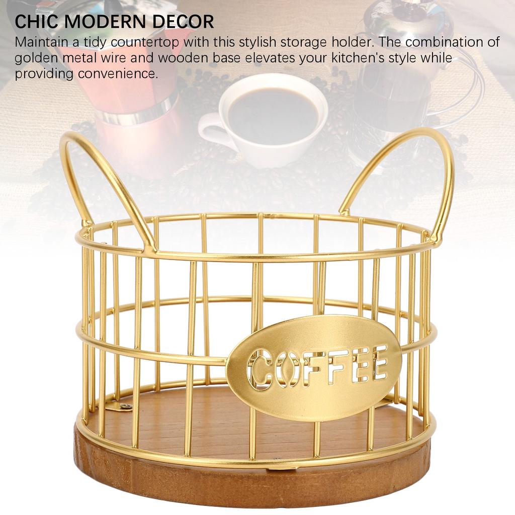 Корзина для кофейных капсул с деревянным основанием, большое отверстие, легко очищается, для домашнего ресторана