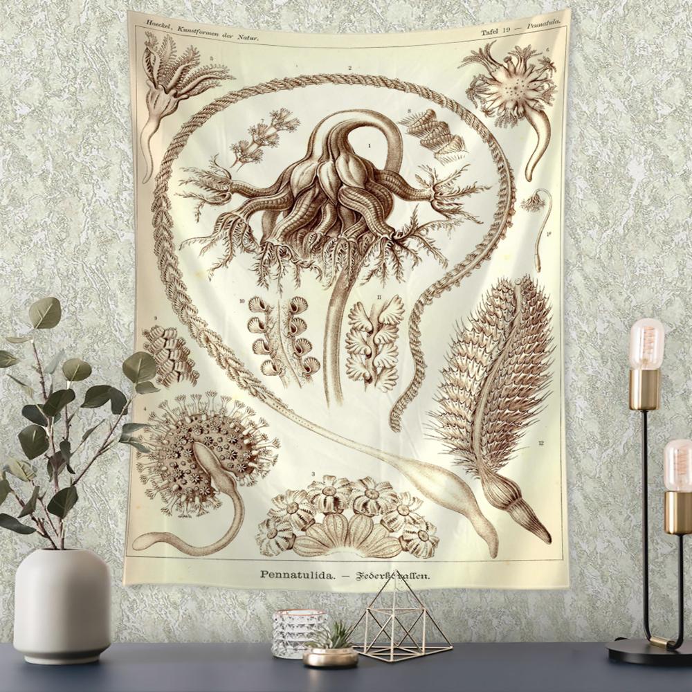 Карта идентификации подводных насекомых, настенный гобелен в богемном стиле, психоделическое колдовство, искусство, загадочный домашний декор