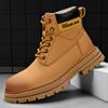 Мужские повседневные ретро мужские ботинки с высоким верхом трехцветные сезонные модные большие желтые ботинки на толстой подошве мужские ботинки