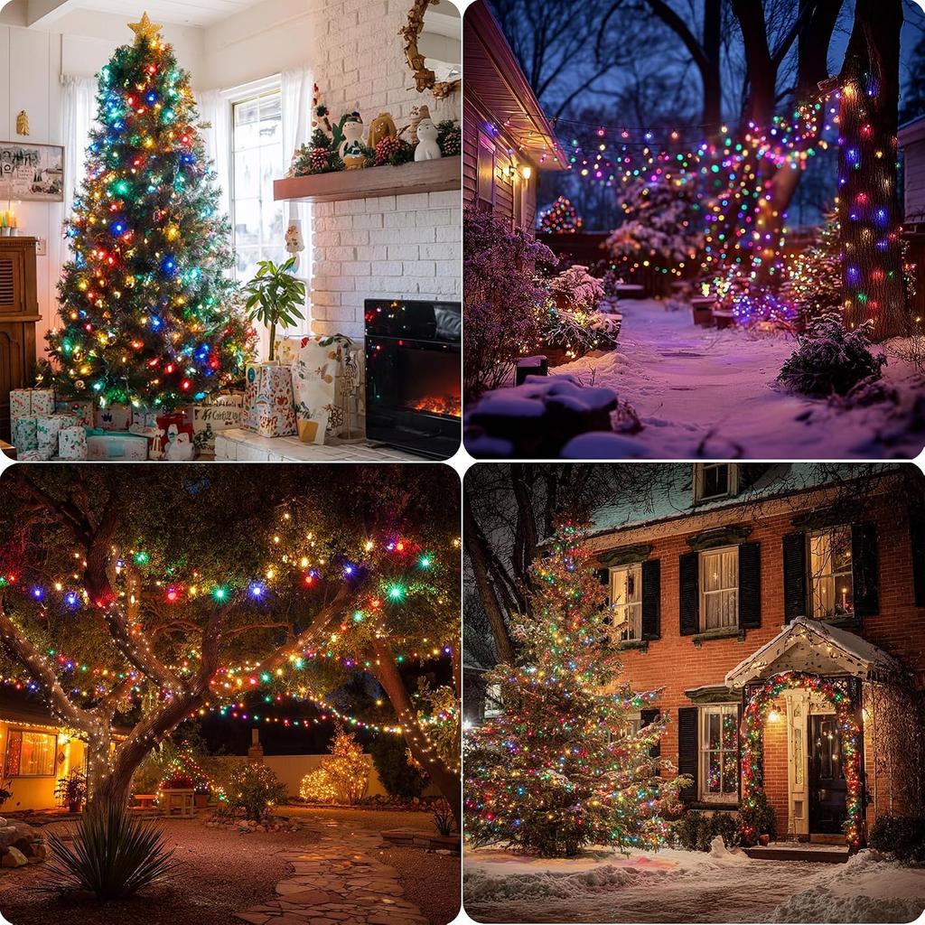 Christmas String Lights Outdoor, 196 FT 600 LED String Lights with 8 Lighting Modes Timer, Waterproof Christmas Decorations for Party Yard Garden