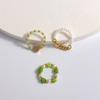 Cute Elastic Pearl Bohemia Love Heart Flower Party Jewelry Women Ring Finger Ring Set Beaded Rings