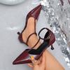 Fashion 2025 Summer New Closed Toe Women's Sandals Concise Fashion Dress Buckle Strap Thin Heel Shoes Daily Plus Size Cover Heel Sandals