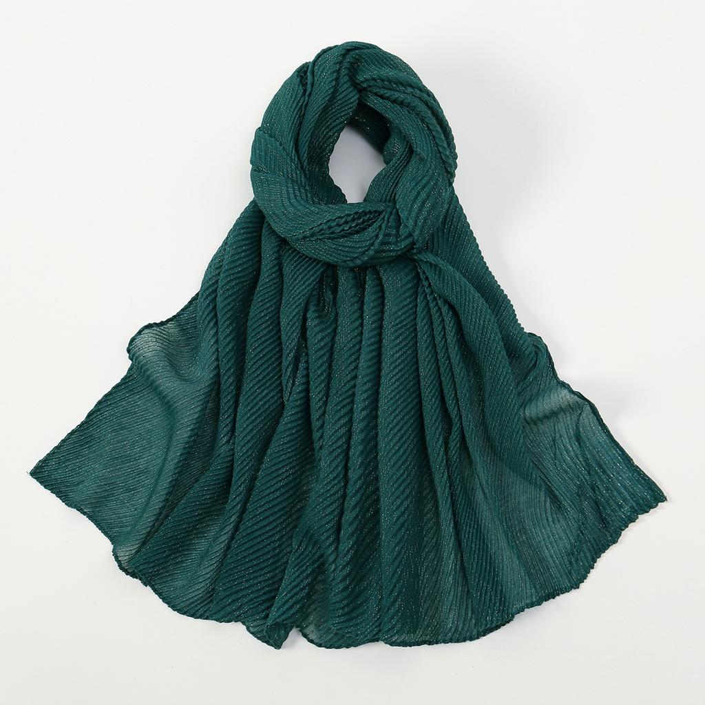 Big Size Pleated Shimmer Cotton Hijab Scarf For Women Muslim Long Shawls Solid Headscarf Wraps Islamic Headband Turban 180*90cm