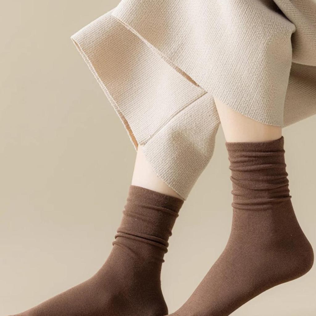 Women Mid Tube Socks Solid Casual Fashion Polyester Crew Socks Soft Elastic Breathable Sweat Absorbing Sports Socks Girls 4 Seasons Universal