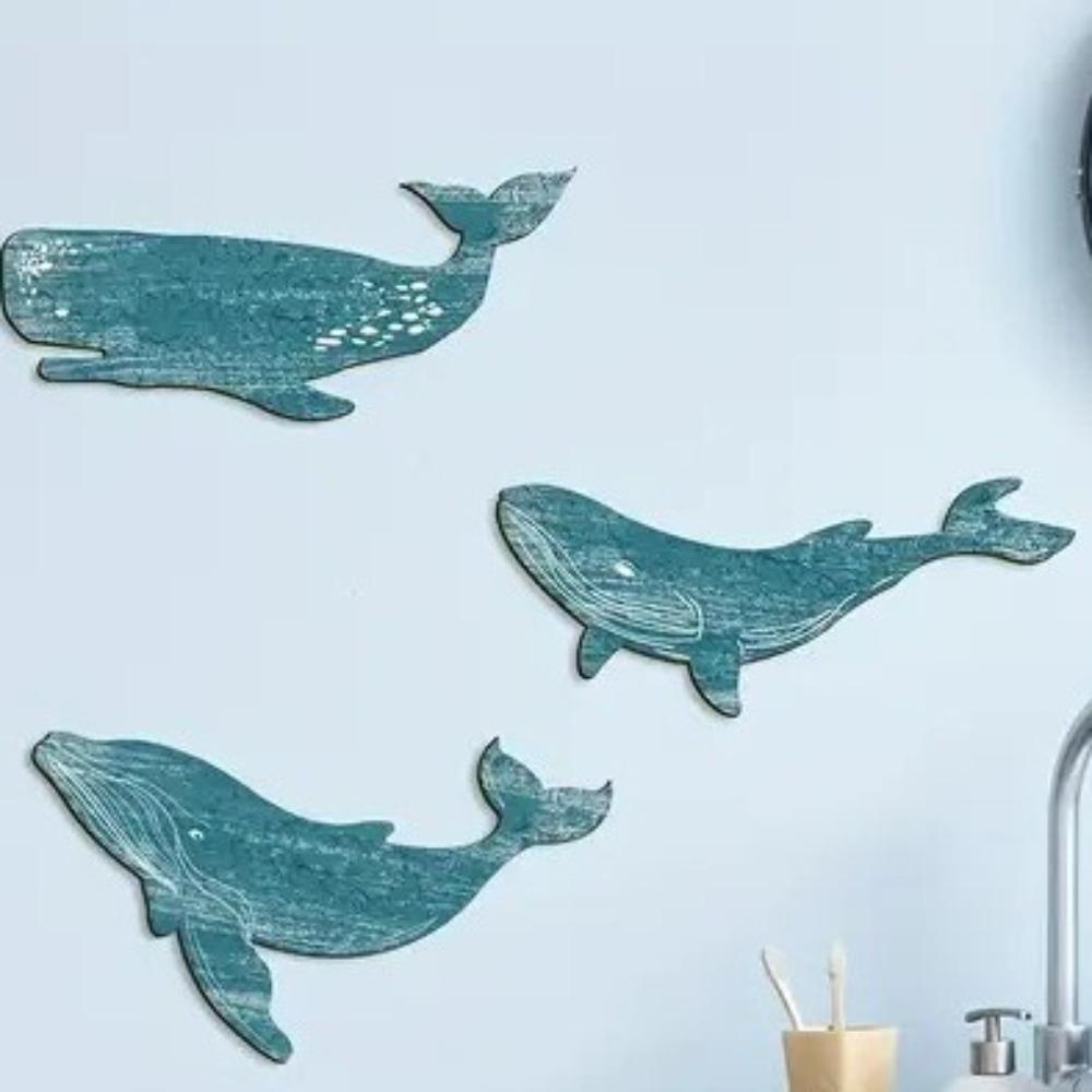 Wooden Whale Shark Wall Ornament Retro Ocean Animal Decoration Whale Signs Pendant  Cafe Bar
