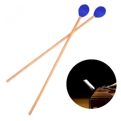 SLADE 1 пара палочек для маримбы, кленовая деревянная ручка, синяя шерстяная головка, профессиональный молоток для ксилофона маримбы