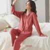 Women's 100% Cotton Pajama Set: Long-Sleeve Trousers, Loose Fit for Indoor/Outdoor Use In Spring, Autumn, and Winter.