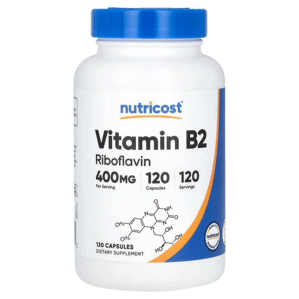 Nutricost, Витамин B2, 400 мг, 120 капсул