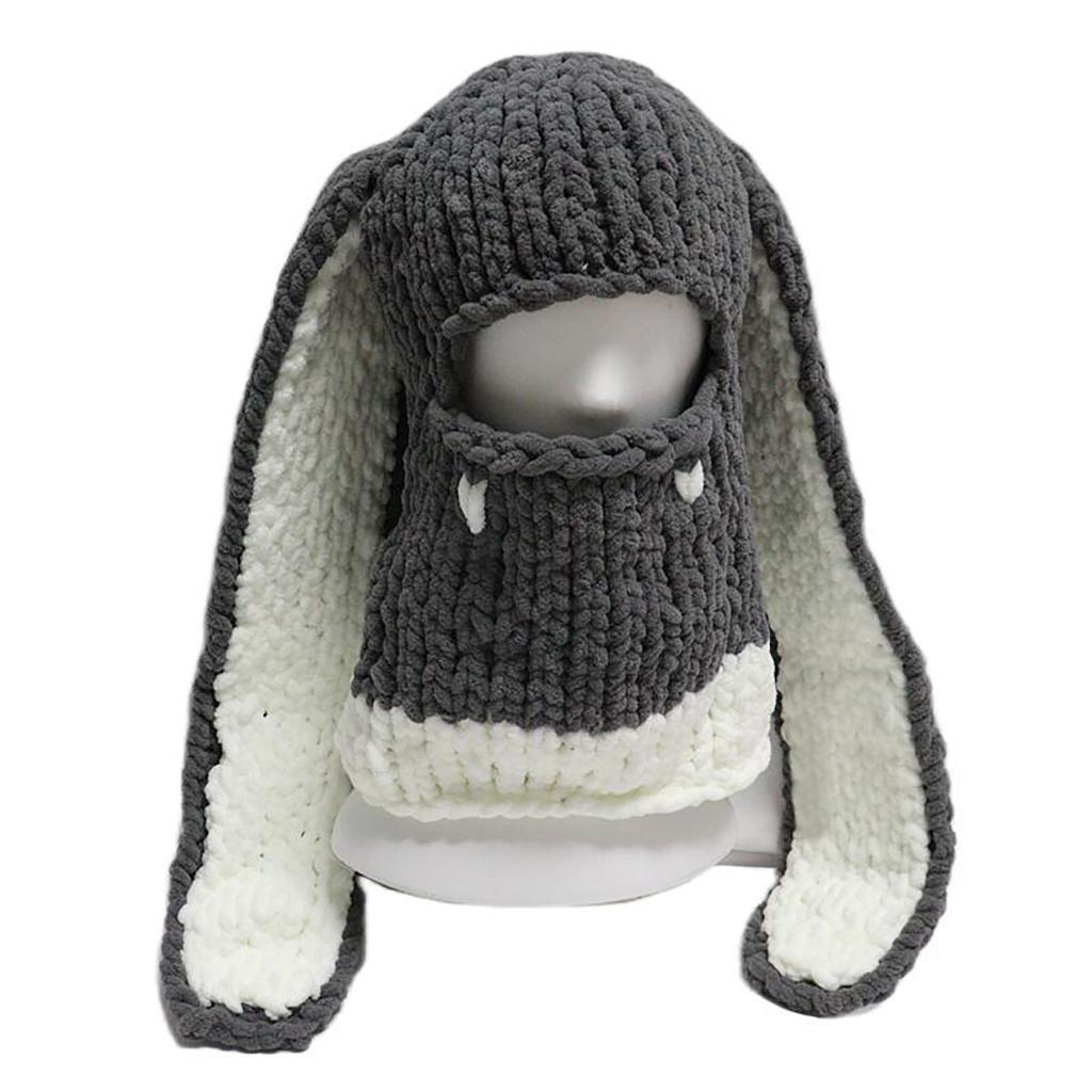 Большая шапка с заячьими ушками, теплая шапка из толстого бархата ручной работы