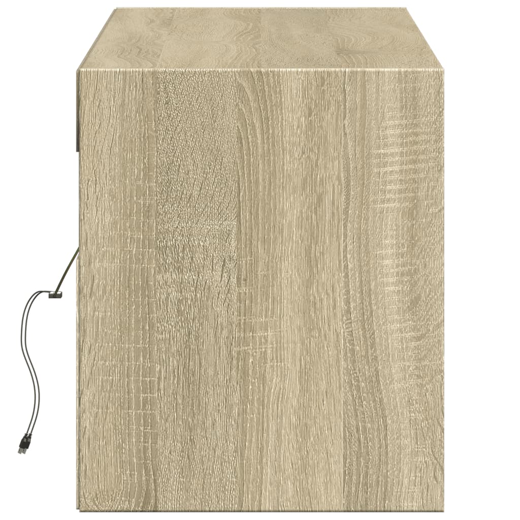 TV Wall Cabinet with LED Lighting Sonoma Oak Finish 140 x 31 x 38 cm