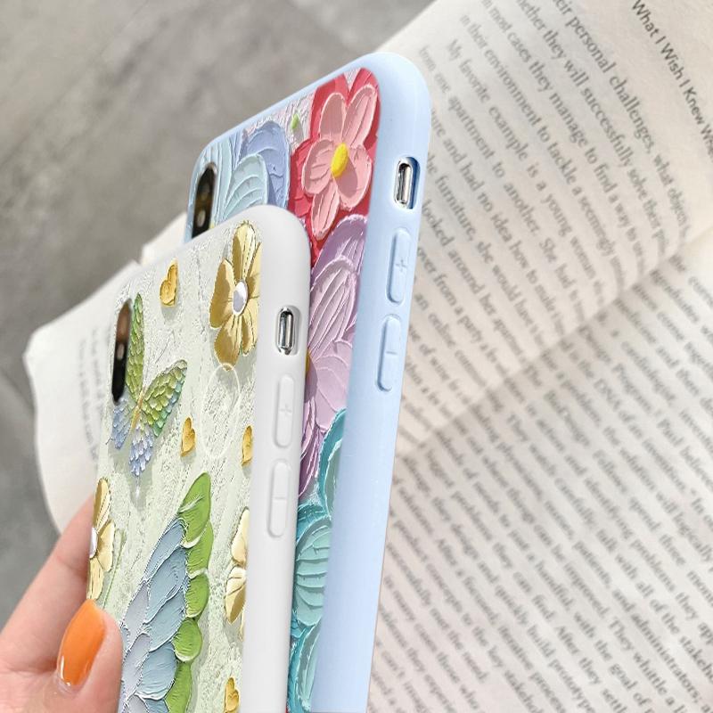 Fashion Flower Phone Case For iPhone 15 Samsung S25 Ultra A55 S24 FE A16 Xiaomi Redmi Note14 13 Pro 14C Huawei Honor 200 Realme Shockproof Matte Cover