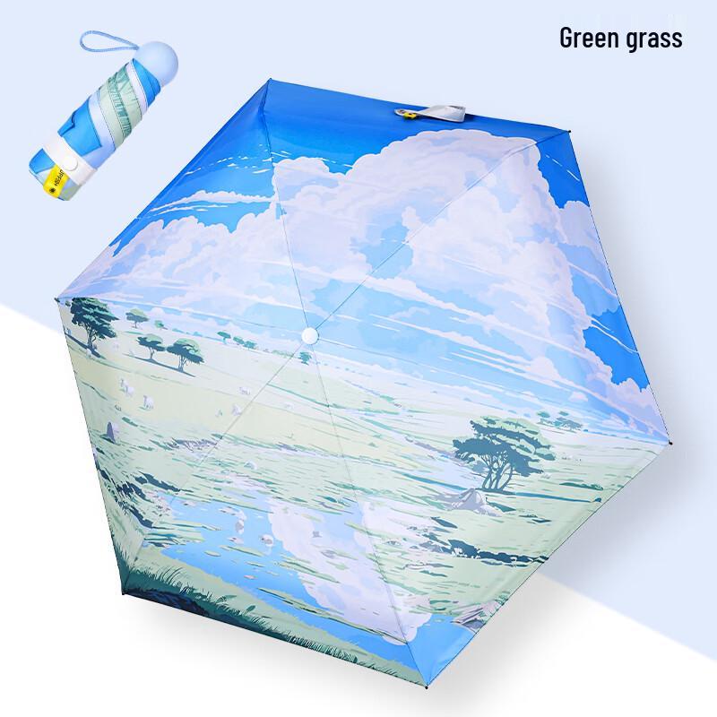 Портативный зонт с принтом масляной живописи и защитой от УФ-лучей