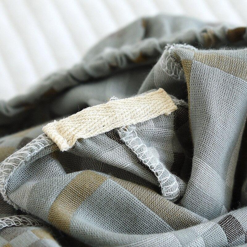 Новые летние мужские пижамы, марлевые шорты из 100% хлопка, японские клетчатые пляжные штаны большого размера, повседневные домашние брюки с пятью точками, пижамы