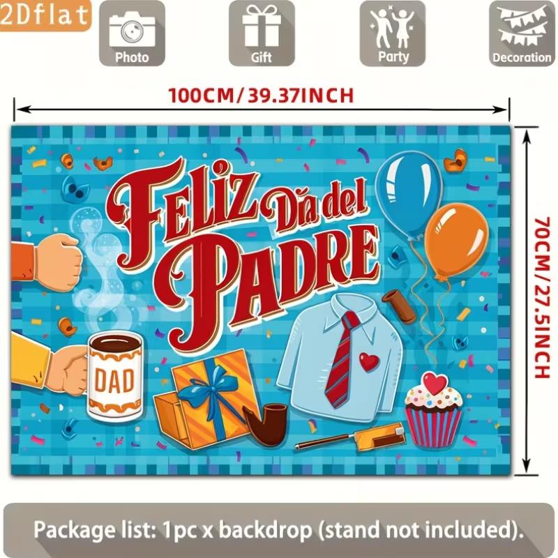 2D Father's Day Photography Backdrop with "Feliz Día del Padre" and Fun Dad Icons