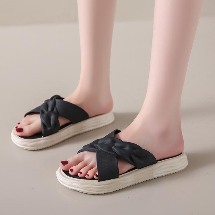 Минималистичные тапочки для женщин, летняя модная пляжная обувь, сандалии, плоская подошва, нескользящие, однотонные, классные тапочки