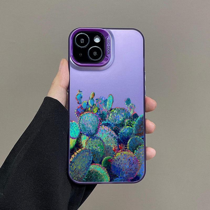 Чехол-накладка с рисунком кактусов для iPhone 13 Mini 12 11 Pro Max 15 14 13 Pro Max 15 14 Plus Ударопрочный Лазерный Задний Чехол