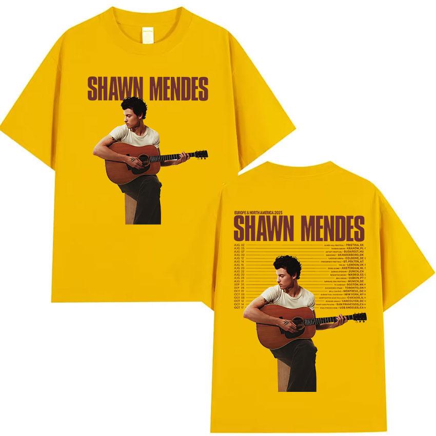 Singer Shawn Mendes Tour 2025 Album Graphic T-Shirt Men Fashion High Quality Cotton T Shirts Hip Hop Gothic Short Sleeve T Shirt