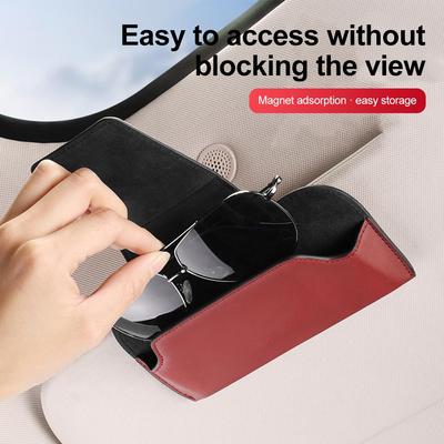 Автомобильный держатель для очков, кожаный автомобильный солнцезащитный козырек, зажим для солнцезащитных очков, вешалка для очков, держатель для карт, держатель для билетов, многофункциональное хранение в салоне автомобиля