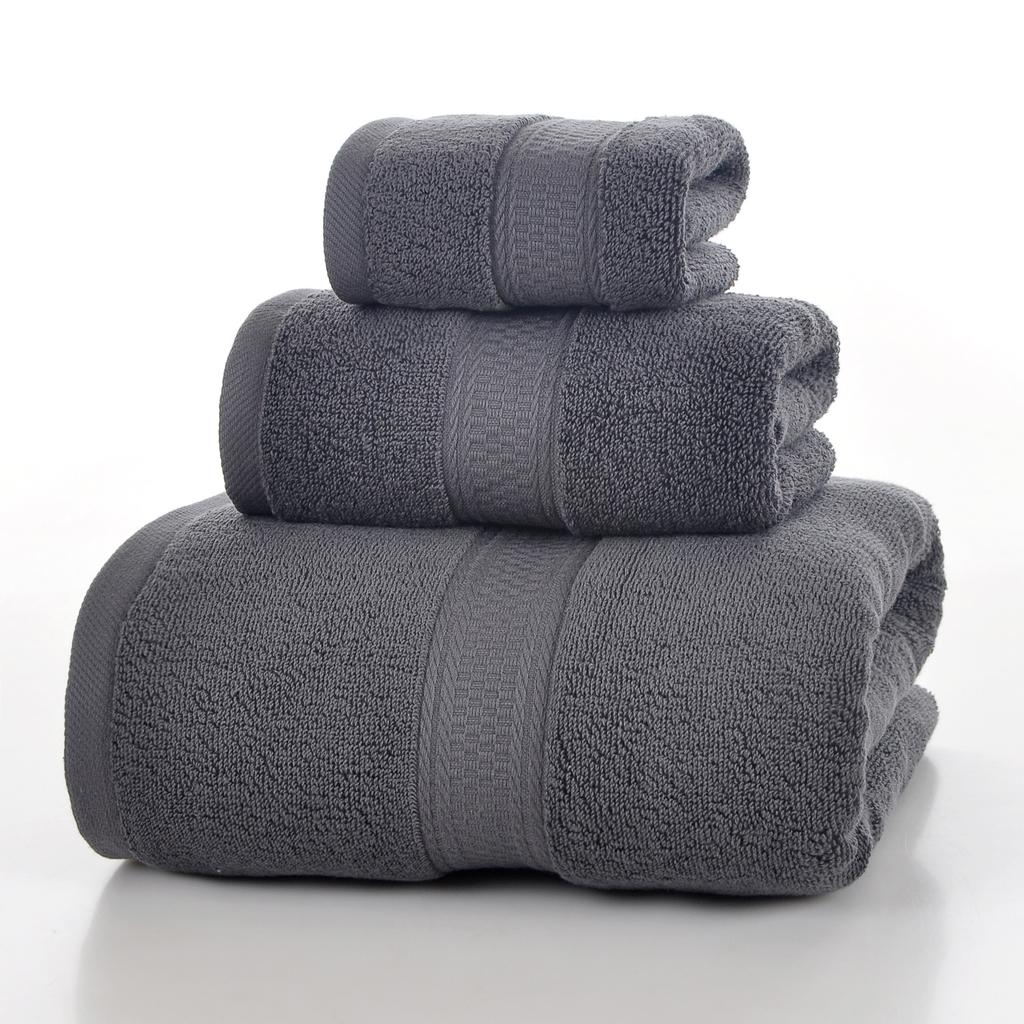 Style, plain cotton towel, threepiece household towel, soft and absorbent.