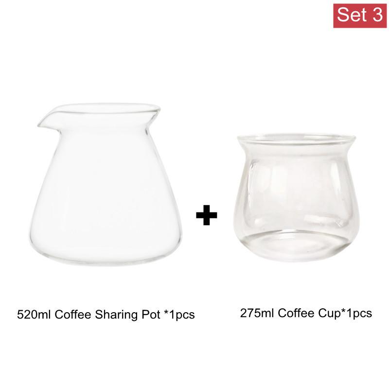 New 520ml 200ml 275ml Heat-resistant Glass Coffee Sharing Pot Coffee Server Hand Made Coffee Maker Teapot Coffee Utensils