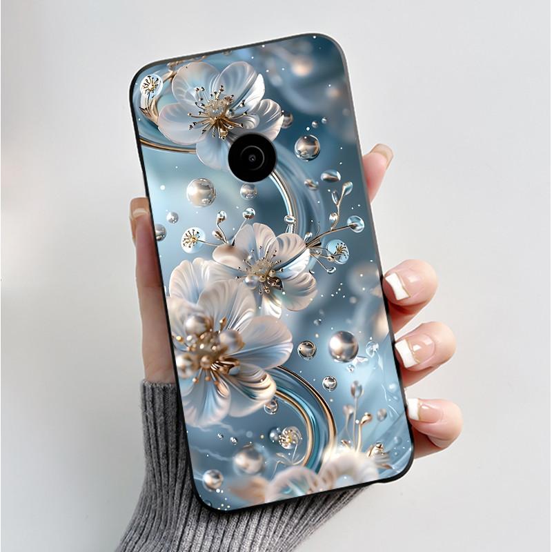 Пенальный чехол для телефона Nokia 110 4G 2023 Fundas Coque Мягкий силиконовый черный чехол Милый цветочный мультяшный корпус Capa