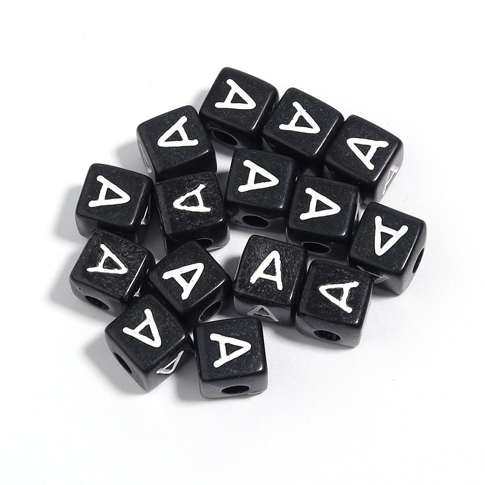 50-100pcs Black Acrylic Letter Beads A-Z Alphabet Beads Cube Spacer Beads For DIY Bracelet Necklace Jewelry Making Accessories
