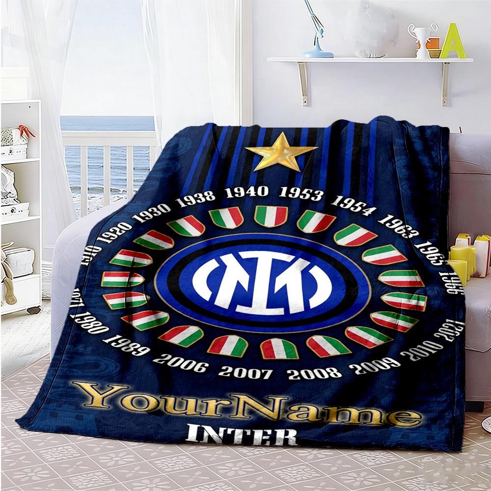 Inter Milan Customize Your Name Blanket Throw Personalized Blanket Warmthful Decor Throw For Office Office Chair Bed Picnics Four Seasons Universal