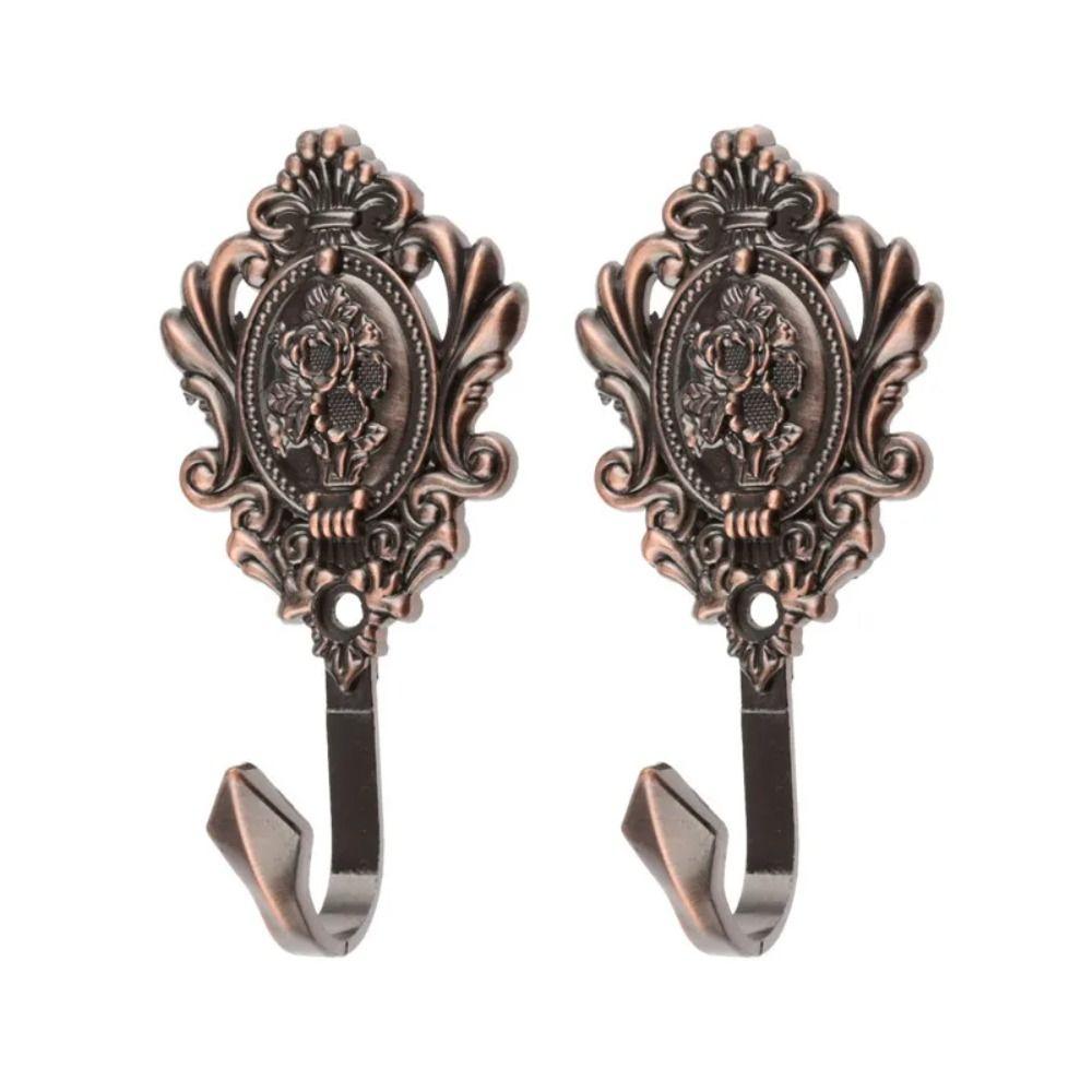 2Pcs Zinc Alloy Wall Hook European Classic Drapery Curtain Tieback Hooks Trendy Cloth-hat Hook