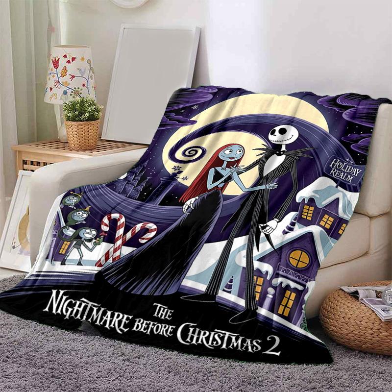 1pc Nightmare Before Christmas Soft Throw Blanket Flannel All Season Light Weight Living Room/Bedroom Warm Blanket. M7290155