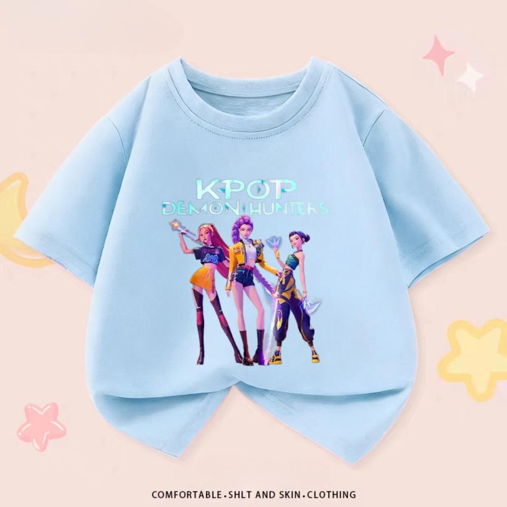Kpop Охотники на демонов Детская одежда Футболки Летние Новая мода Популярные Топы с коротким рукавом Футболка Детская одежда Повседневные футболки