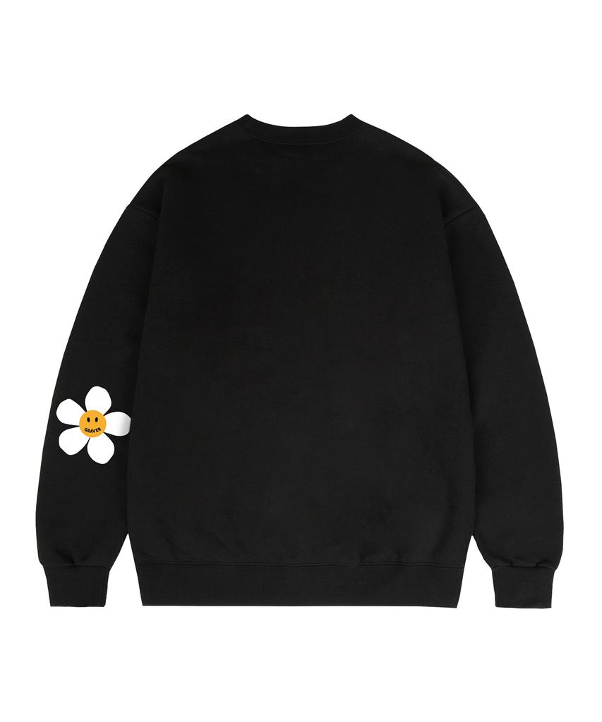 GRAVER [Unisex] Elbow Flower Dot Sweatshirt_Black
