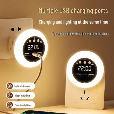 USB Ночник с Цифровым Дисплеем и Выключателем - Идеально для Спален, Кормления Младенцев, Послеродового Сна и Использования в Общежитии