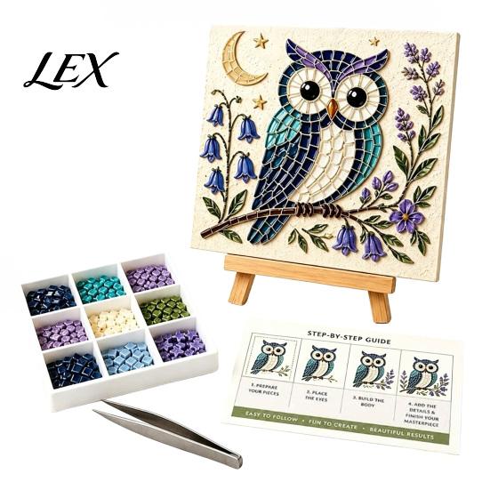 Mosaic Art Kit for Adults Garden Woodland Kit, DIY Animal Tile Craft Sea Glass Making Beginner Friendly Crafting Project Adults, Handmade Home