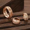 Kinel Vintage Rose Gold Color Hoop Earrings And Ring Sets Natural Zircon Jewelry Set