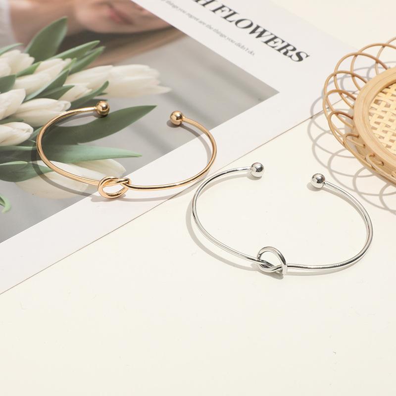 Adjustable Knot Cuff Bracelets & Bangles For Women Jewelry Gift Simple Smooth LOVE Valentine's Day Gift