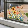 Расписанный подсолнух и бабочка Балконное стекло Украшение и декор дома Статические наклейки на окна