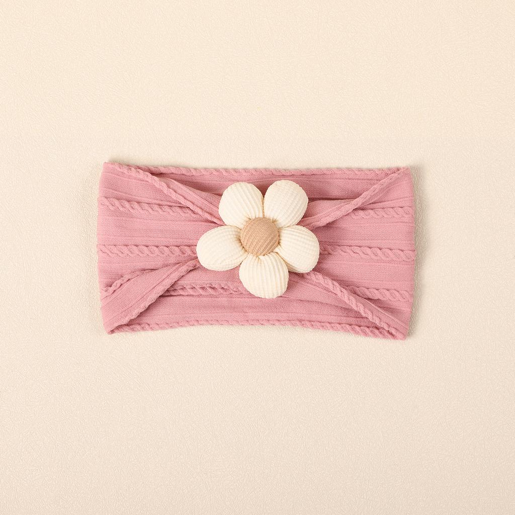Children'S Hair Accessories Wool Filled Cotton Flower Bow Handmade Nylon Headband Milk Coffee Baby Headband