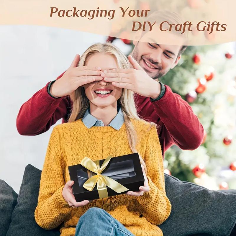 10 шт. Прозрачная выставочная коробка, подарочная коробка с окном, праздничные подарки, лазерные упаковочные коробки, черные 20x8x8 см