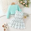 6M-3Y Baby Set Children's Clothing Floral Dress Autumn Children's Long-sleeved Dresses Bow Skirt Long-sleeved Jacket Set
