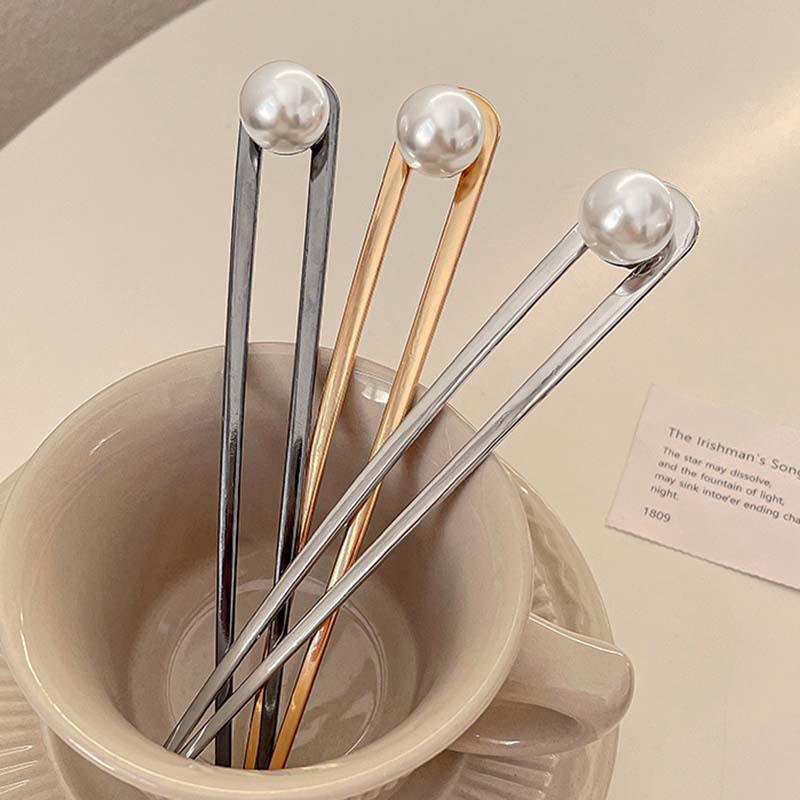 Imitation Pearl Hairpins for Women Girls Elegant Hair Clips Metal U-shaped Hairpins Hairstyle Design Tools