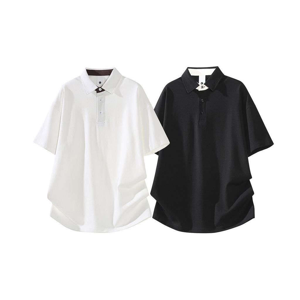 Модная мужская японская свободная короткорукавная рубашка-поло 2026