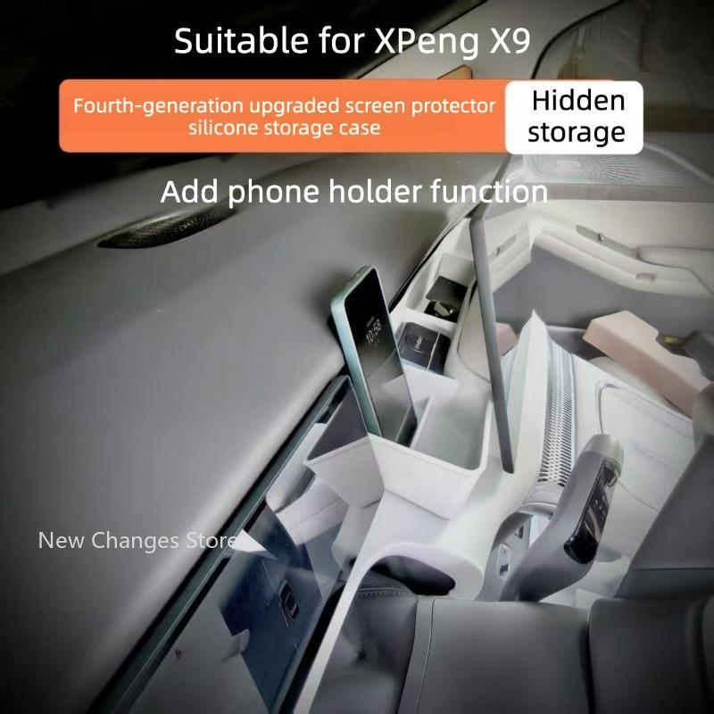 For Xpeng X9 Silicone Storage Box Behind Center Screen Special Hidden Organizer Tray Car Interior Modification Accessories