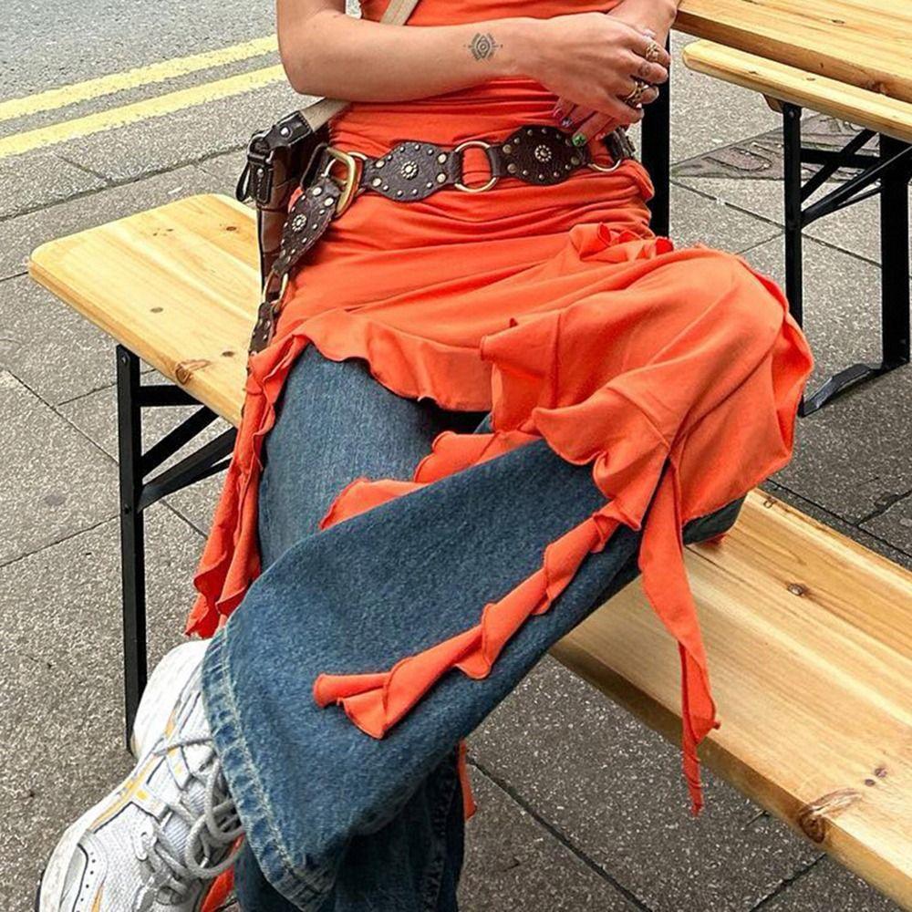 Grommet PU Leather Waist Cinch Belt Vintage Rivet Waistband Fashion Waist Belt  Female Jeans