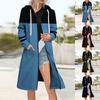 Women's Fashion Colour Blocking Loose Jacket Zipper Cardigan Padded Sweatshirt