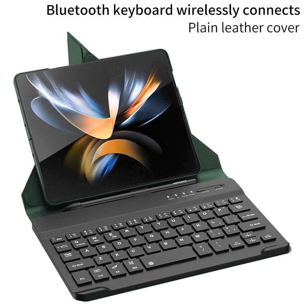 Для Samsung Galaxy Z Fold 4 3 Магнитная беспроводная клавиатура со складной кожаной откидной подставкой S-держатель для ручек с твердым чехлом (Нет S Pen )