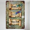 Rustic Vintage Wooden Plank Metal Sign with Dragonflies - 'Accept What Is', 'Let Go Of What Was', 'Have Faith In What Will Be' M